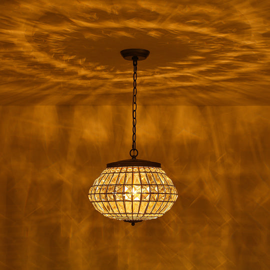 Vintage French Style 3-Light Lantern Globe Crystal Chandelier
