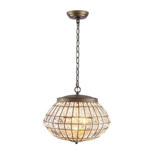 Vintage French Style 3-Light Lantern Globe Crystal Chandelier