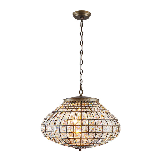 Vintage French Style 3-Light Lantern Globe Crystal Chandelier