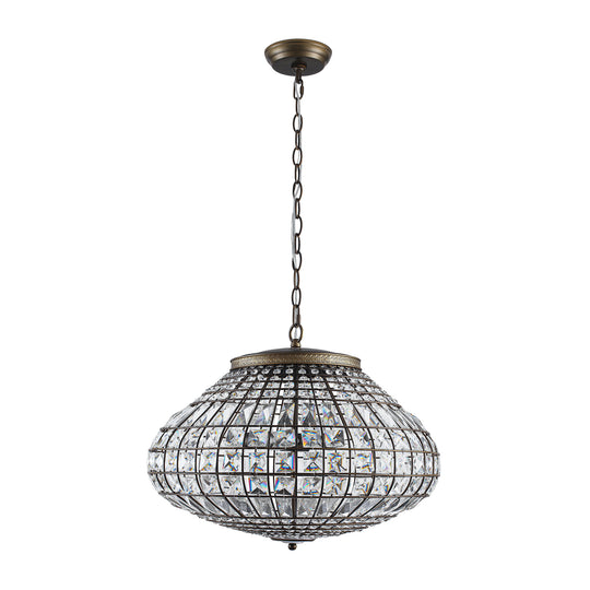 Vintage French Style 3-Light Lantern Globe Crystal Chandelier