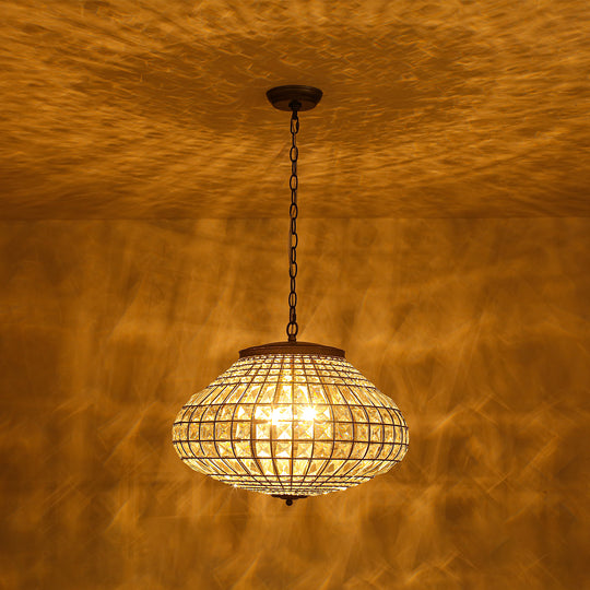 Vintage French Style 3-Light Lantern Globe Crystal Chandelier