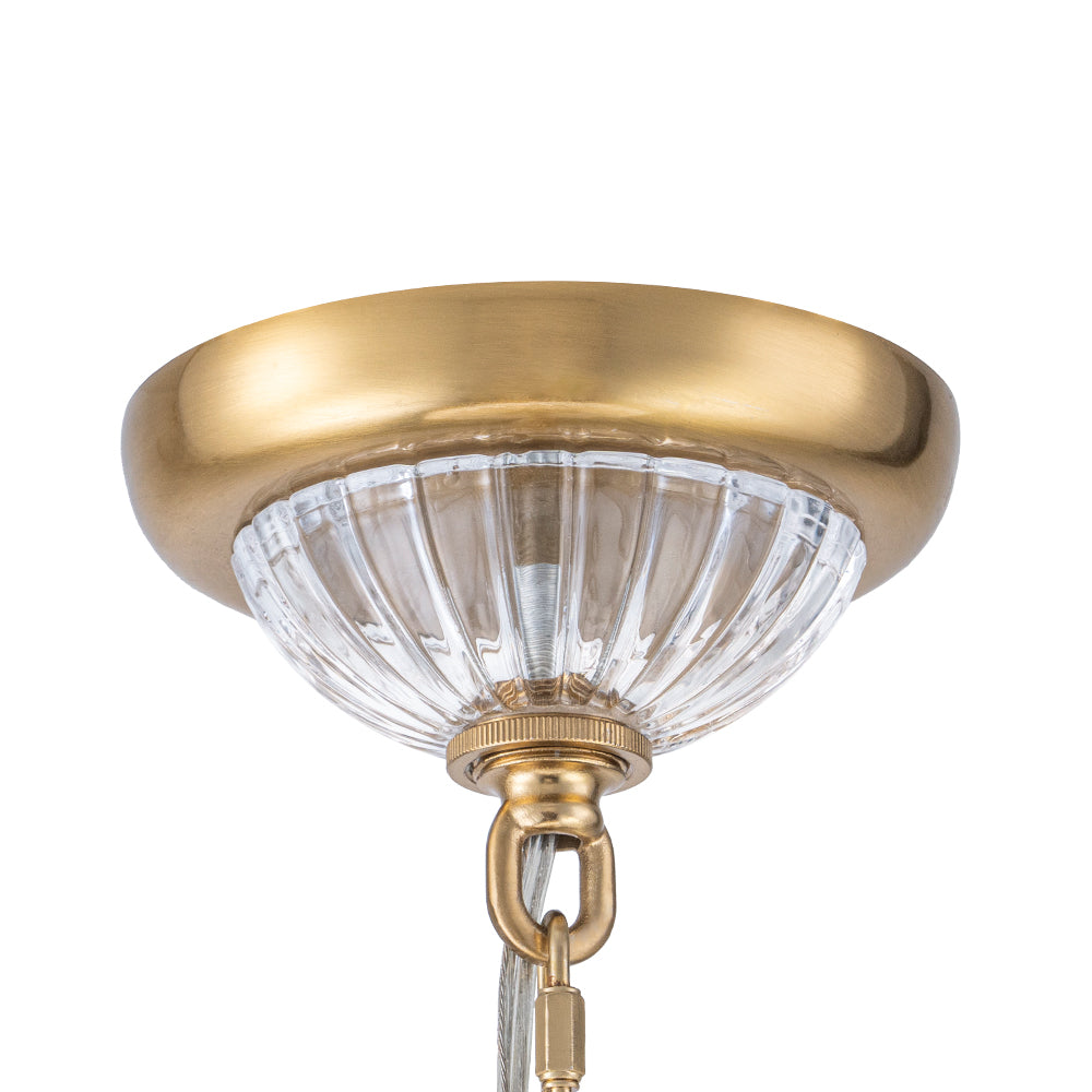Vintage Retro 3-Light Cream Scalloped Glass Shade Chandelier