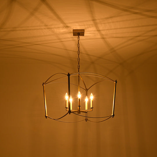 Vintage Retro 4-Light Metal Open Frame Lantern Pendant Light