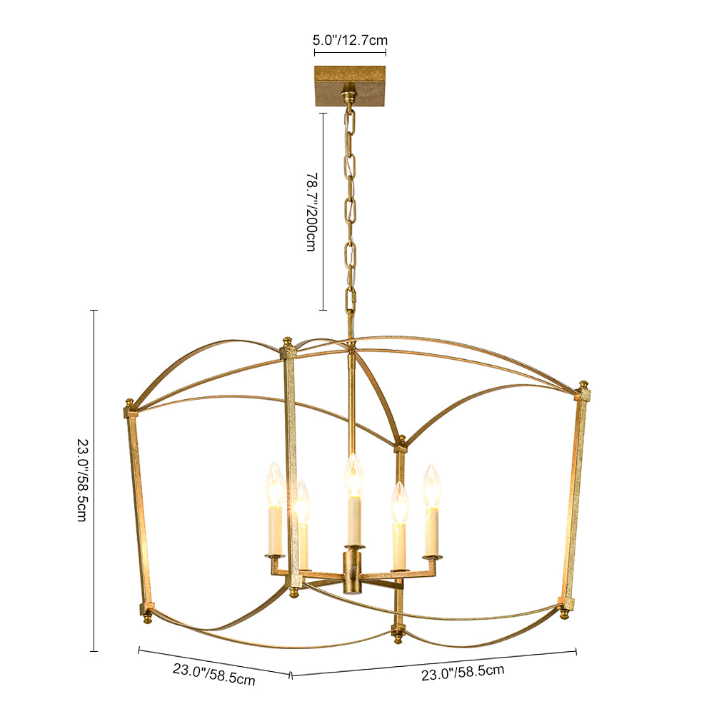 Vintage Retro 4-Light Metal Open Frame Lantern Pendant Light