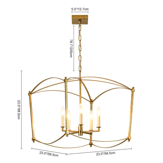 Vintage Retro 4-Light Metal Open Frame Lantern Pendant Light