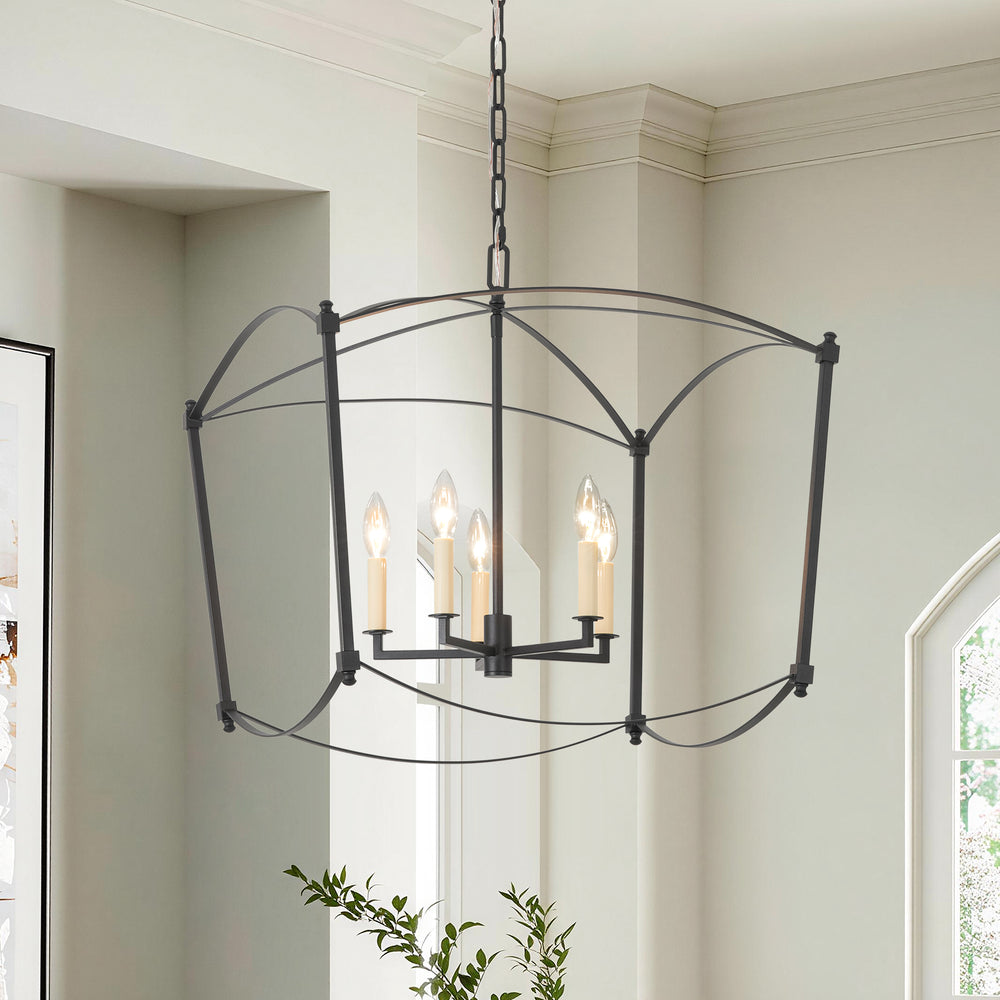 Vintage Retro 4-Light Metal Open Frame Lantern Pendant Light