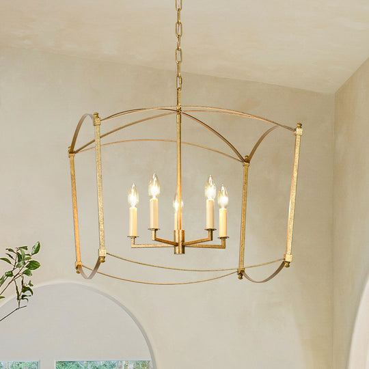 Vintage Retro 4-Light Metal Open Frame Lantern Pendant Light