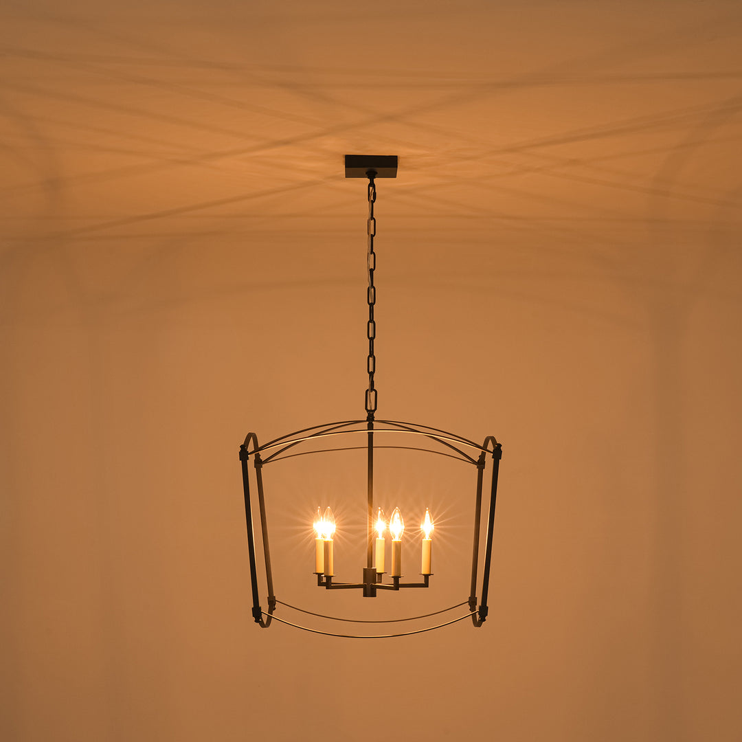 Vintage Retro 4-Light Metal Open Frame Lantern Pendant Light