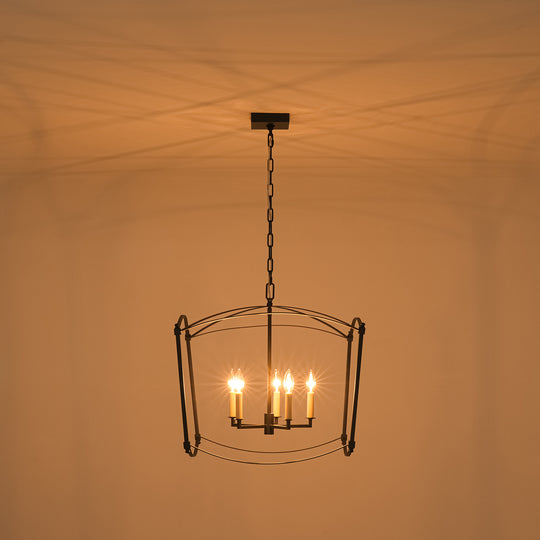 Vintage Retro 4-Light Metal Open Frame Lantern Pendant Light