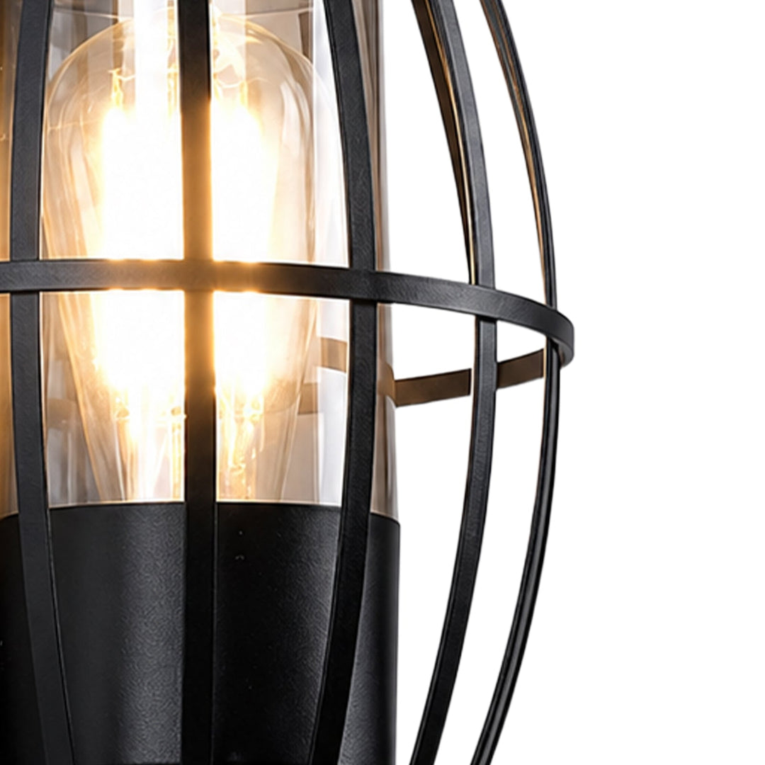 Pendantlightie-1-Light Black Outdoor Modern Cage Wall Light for Porch-Outdoor Wall Light-Black-
