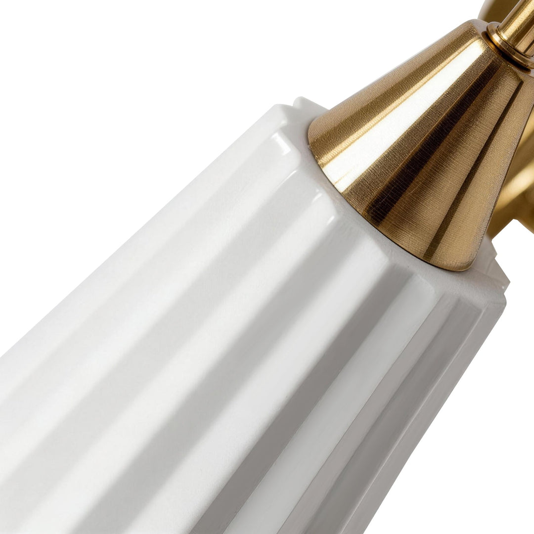 Pendantlightie-1-Light Gooseneck Bell French Vintage Ceramic Pleated Wall Lamp-Wall Light-Chrome-