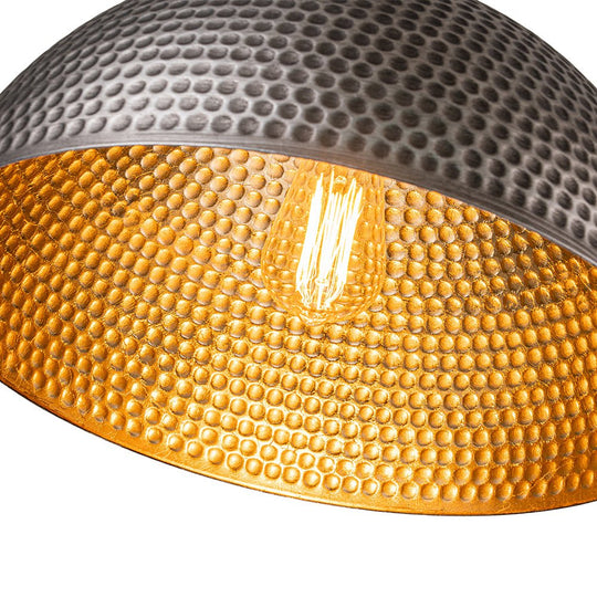 Pendantlightie-1-Light Industrial Hammered Metal Dome Pendant Light-Pendants-Gold-15.7 in (40 cm)