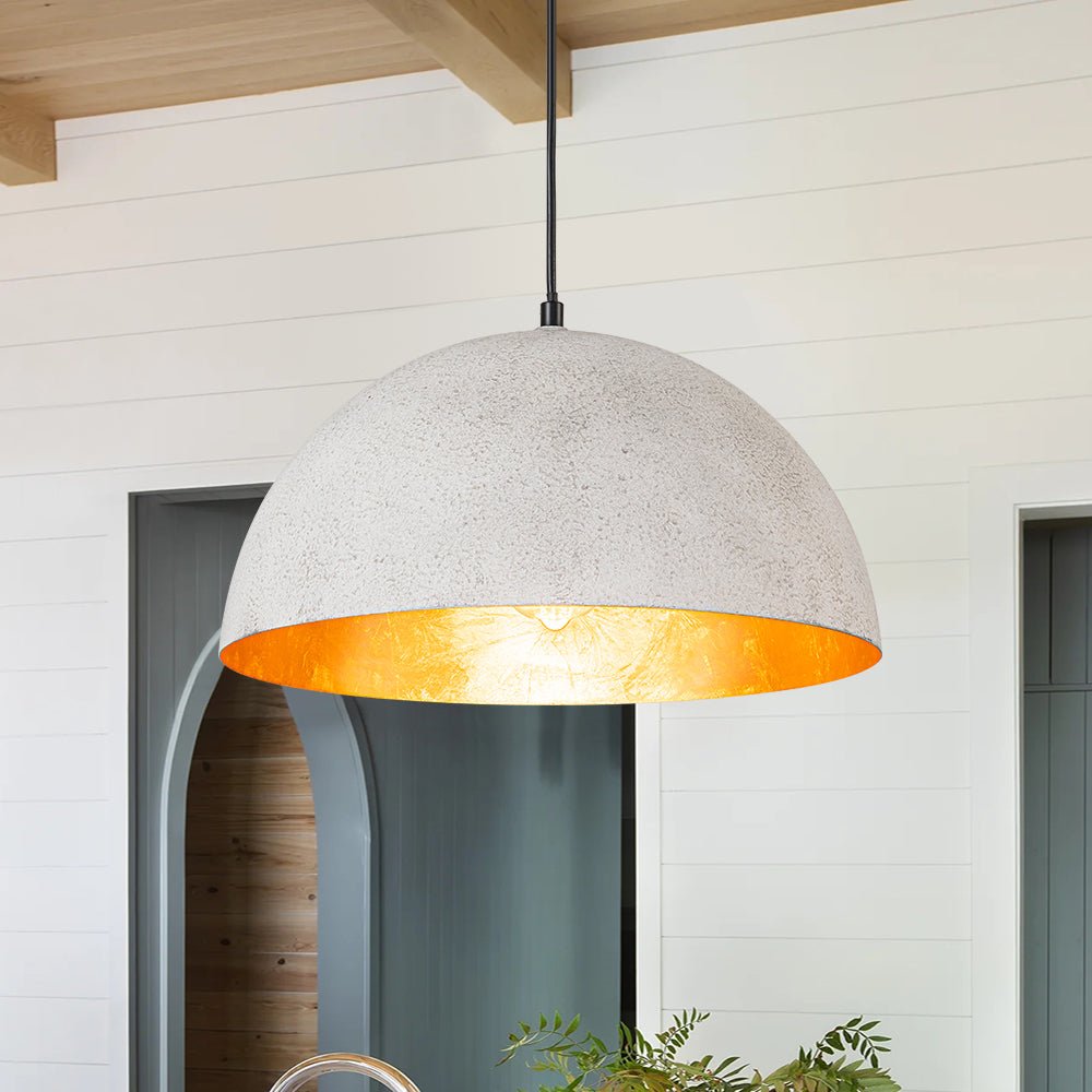 Pendantlightie - 1 - Light Industrial Metal Dome Pendant - Pendants - 15 in (38 cm) - Distressed White