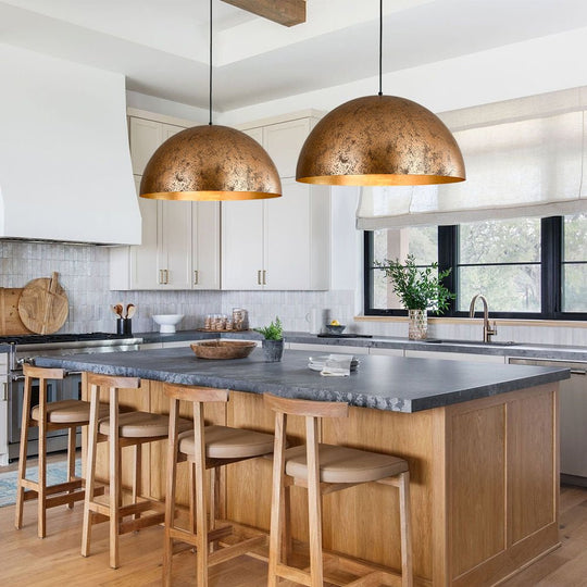 Pendantlightie - 1 - Light Industrial Oversized Metal Dome Pendant - Pendants - 31.5 in (80 cm) - Rusty