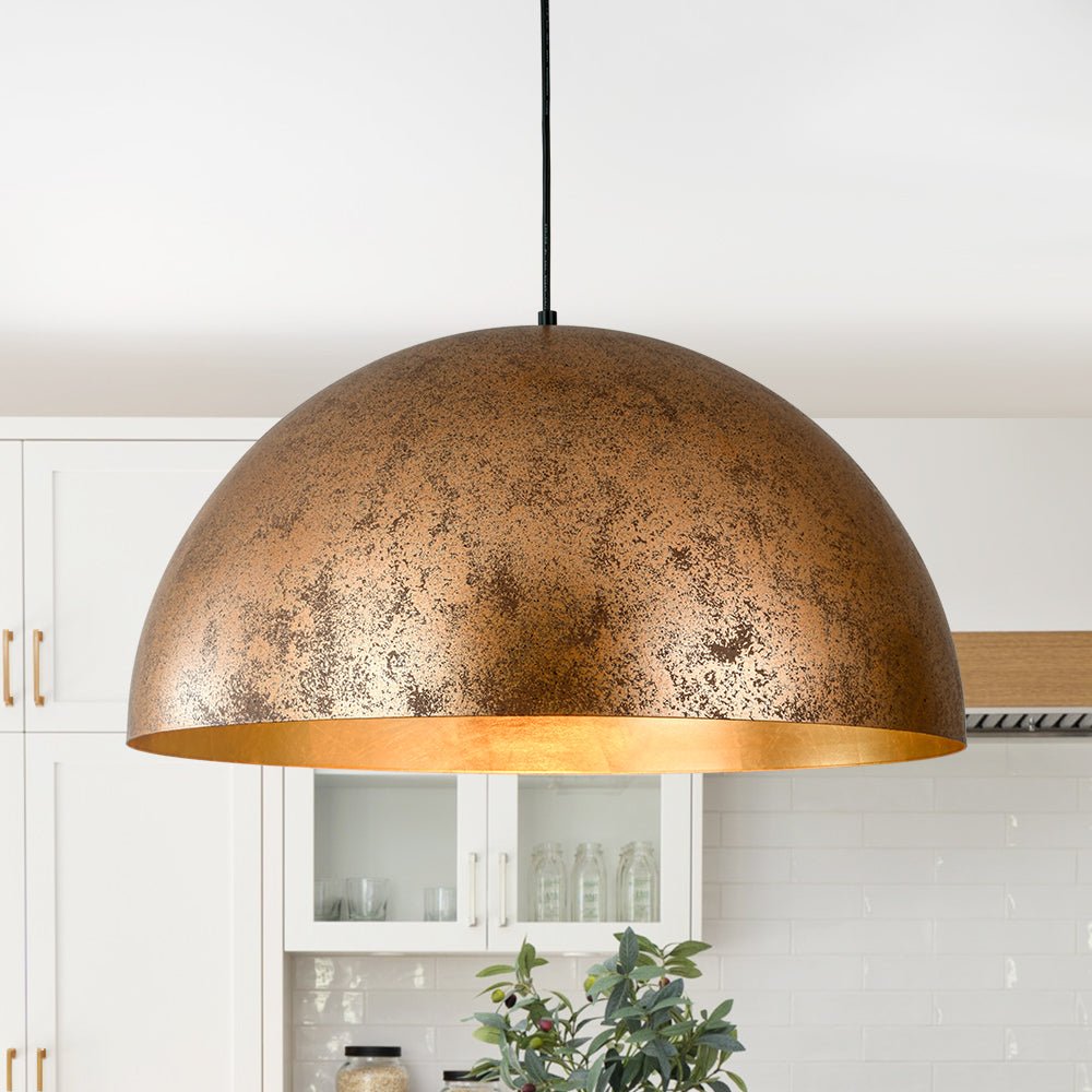 Pendantlightie - 1 - Light Industrial Oversized Metal Dome Pendant - Pendants - 39.4 in (100 cm) Customized - Rusty