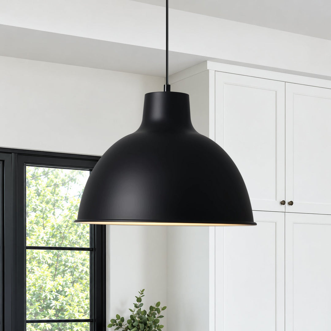 Pendantlightie-1-Light Matte Minimalist Modern Metal Dome Pendant-Pendants-Black-