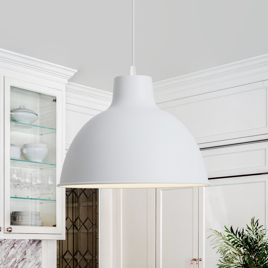 Pendantlightie-1-Light Matte Minimalist Modern Metal Dome Pendant-Pendants-White-