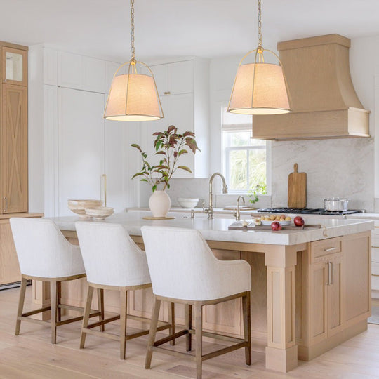 Pendantlightie - 1 - Light Tapered Linen Shade Vintage Conical Drum Pendant Light - Pendants - Small - 