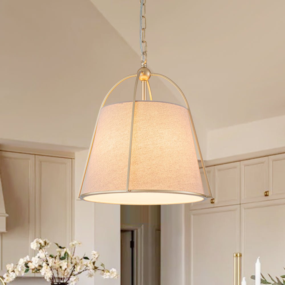 Pendantlightie - 1 - Light Tapered Linen Shade Vintage Conical Drum Pendant Light - Pendants - Small - 