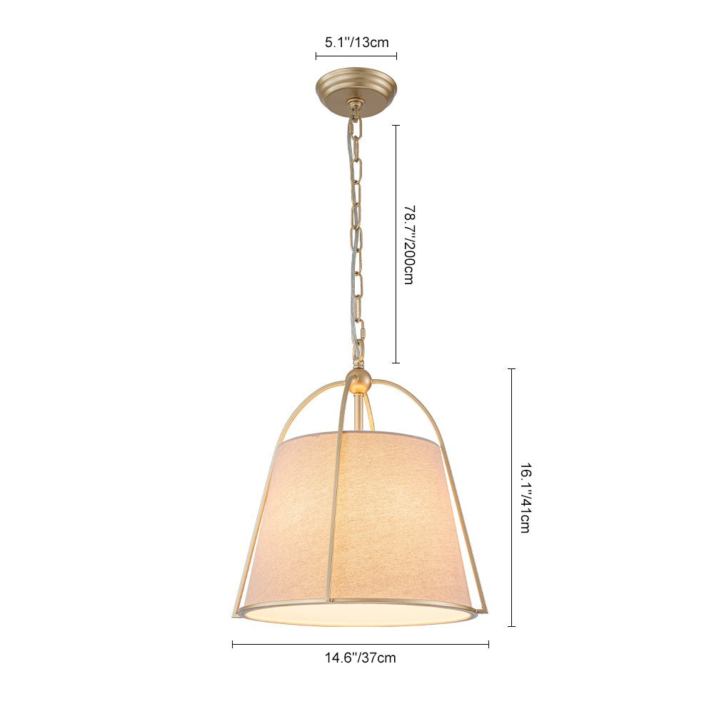 Pendantlightie - 1 - Light Tapered Linen Shade Vintage Conical Drum Pendant Light - Pendants - Small - 