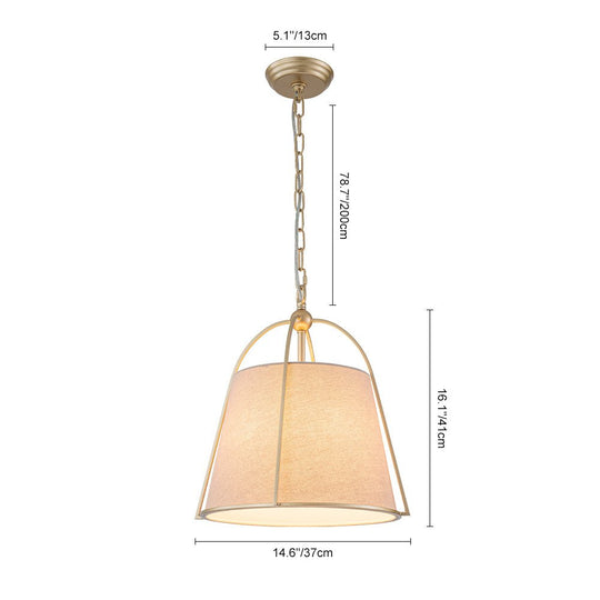 Pendantlightie - 1 - Light Tapered Linen Shade Vintage Conical Drum Pendant Light - Pendants - Small - 