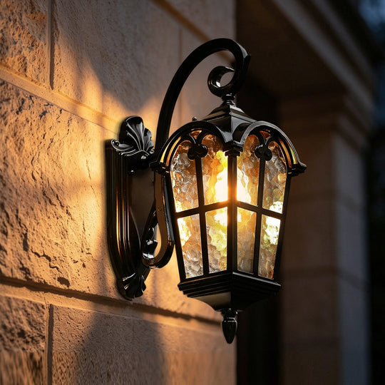 Pendantlightie-1-Light Vintage Lantern Water Glass Outside Wall Sconce Porch Light-Outdoor Wall Light-A-