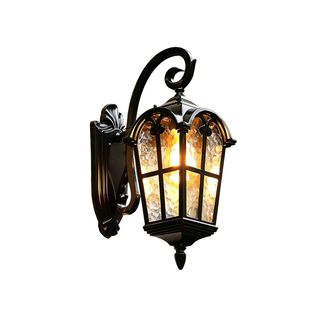 Pendantlightie-1-Light Vintage Lantern Water Glass Outside Wall Sconce Porch Light-Outdoor Wall Light-B-