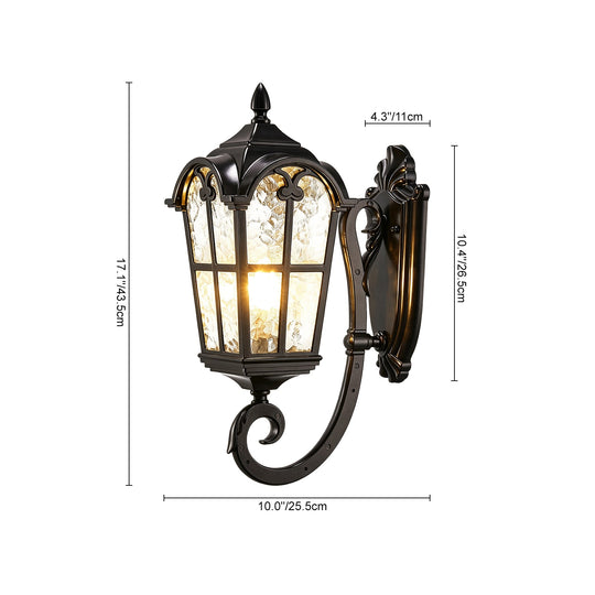 Pendantlightie-1-Light Vintage Lantern Water Glass Outside Wall Sconce Porch Light-Outdoor Wall Light-B-