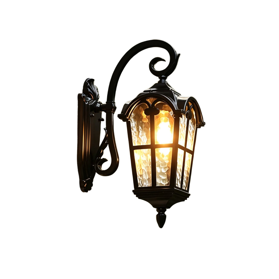 Pendantlightie-1-Light Vintage Lantern Water Glass Outside Wall Sconce Porch Light-Outdoor Wall Light-B-
