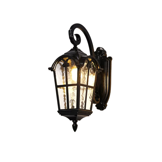 Pendantlightie-1-Light Vintage Lantern Water Glass Outside Wall Sconce Porch Light-Outdoor Wall Light-B-