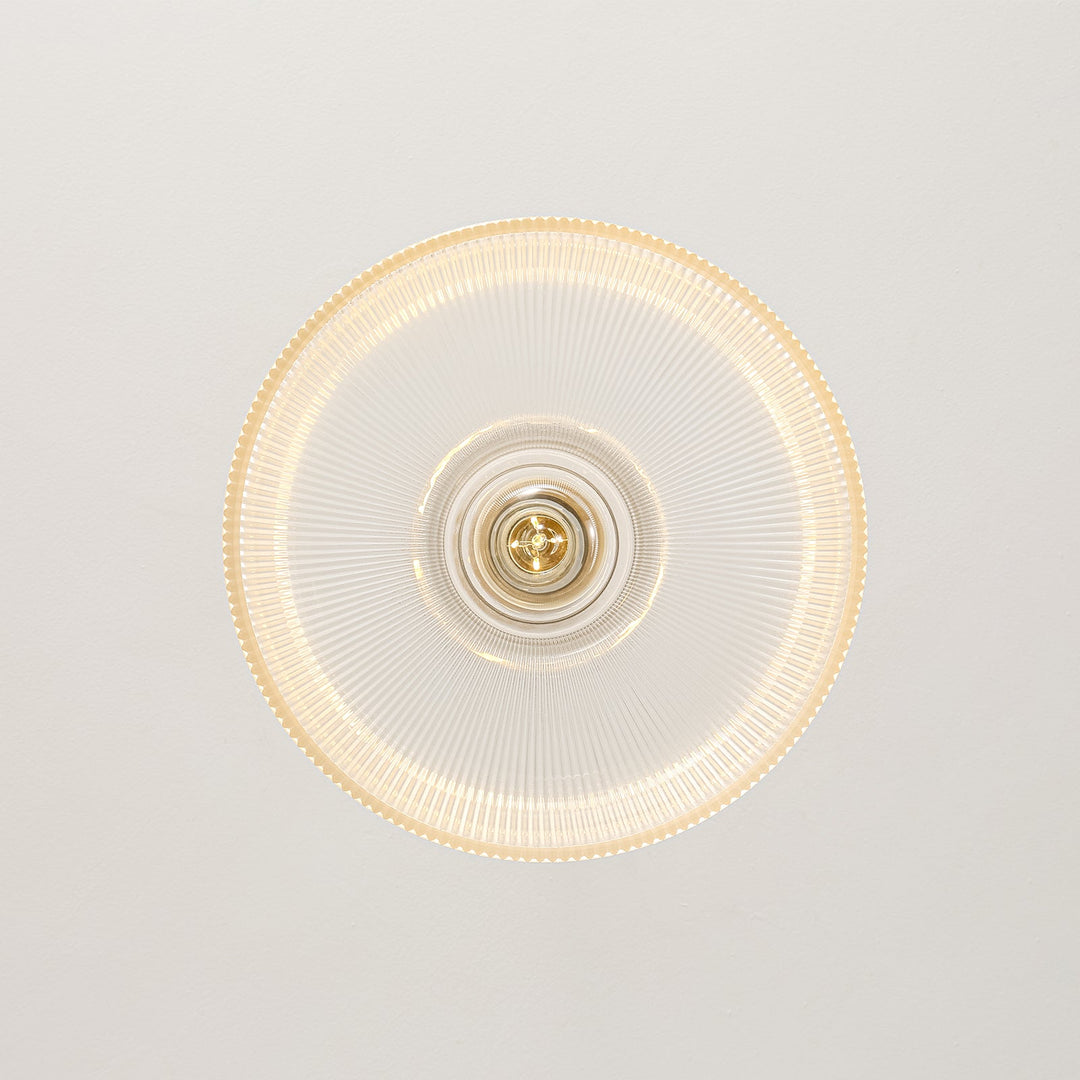 Pendantlightie-1-Light Wood Accents Wide Edge Ribbed Dome Shape Glass Pendant Light-Pendants-Small-