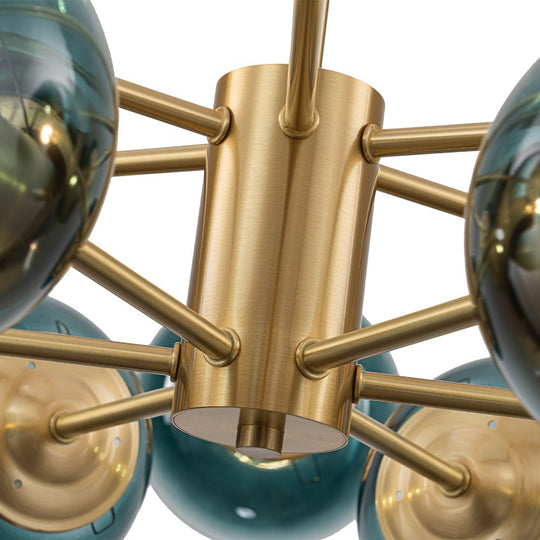 Pendantlightie - 12 - Light Gradient Blue Modern Linear Sputnik Glass Bubble Chandelier - Chandeliers - Black - 