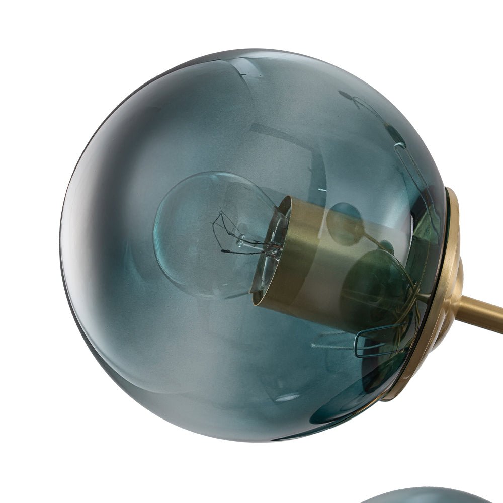 Pendantlightie - 12 - Light Gradient Blue Modern Linear Sputnik Glass Bubble Chandelier - Chandeliers - Black - 