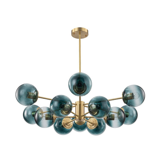 Pendantlightie - 12 - Light Gradient Blue Modern Linear Sputnik Glass Bubble Chandelier - Chandeliers - Black - 