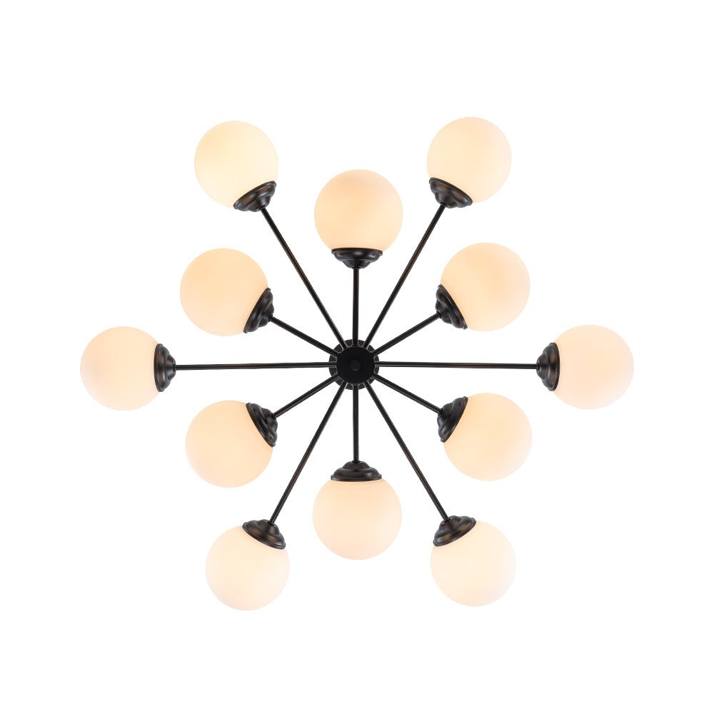 Pendantlightie - 12 - Light Mid - Century Bubble Sputnik Chandelier - Chandeliers - Black - 