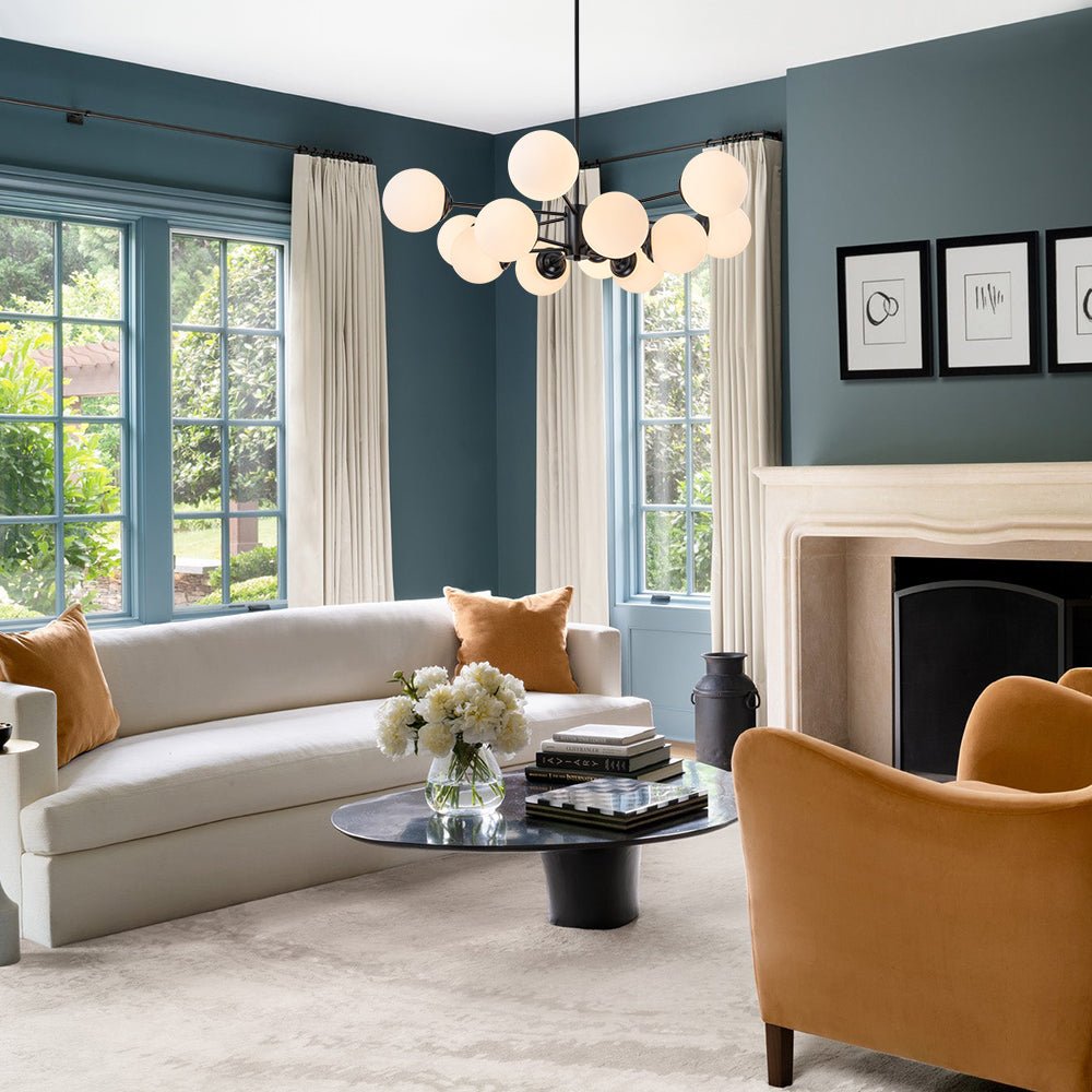 Pendantlightie - 12 - Light Mid - Century Bubble Sputnik Chandelier - Chandeliers - Black - 