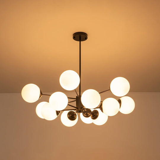 Pendantlightie - 12 - Light Mid - Century Bubble Sputnik Chandelier - Chandeliers - Black - 