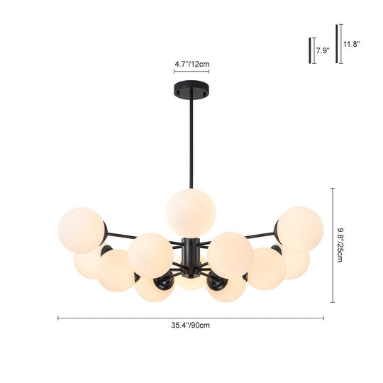 Pendantlightie - 12 - Light Mid - Century Bubble Sputnik Chandelier - Chandeliers - Black - 