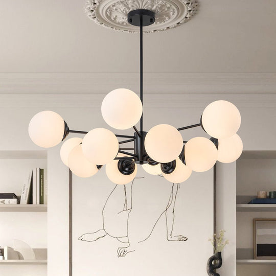 Pendantlightie - 12 - Light Mid - Century Bubble Sputnik Chandelier - Chandeliers - Black - 