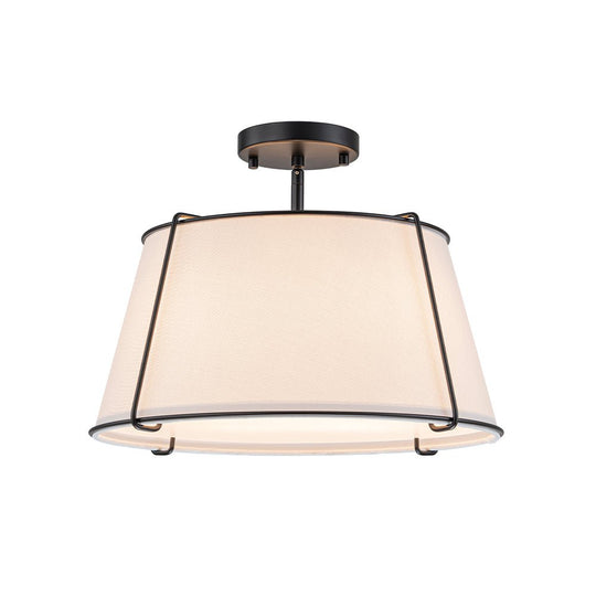 Pendantlightie - 4 - Light Linen Tapered Drum Semi Flush Mount - Semi Flush Mount - Nickel - 