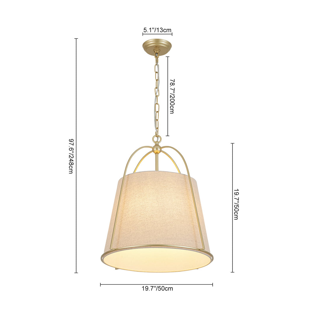 Pendantlightie-4-Light Tapered Linen Shade Vintage Conical Drum Pendant Light-Pendants-Large-