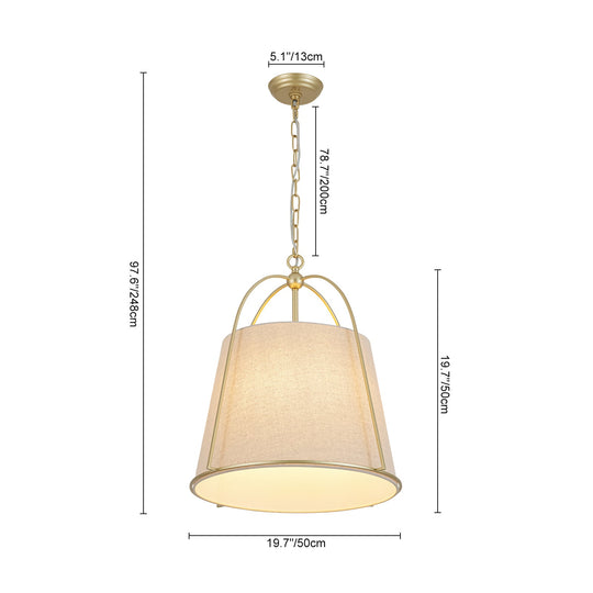 Pendantlightie-4-Light Tapered Linen Shade Vintage Conical Drum Pendant Light-Pendants-Large-