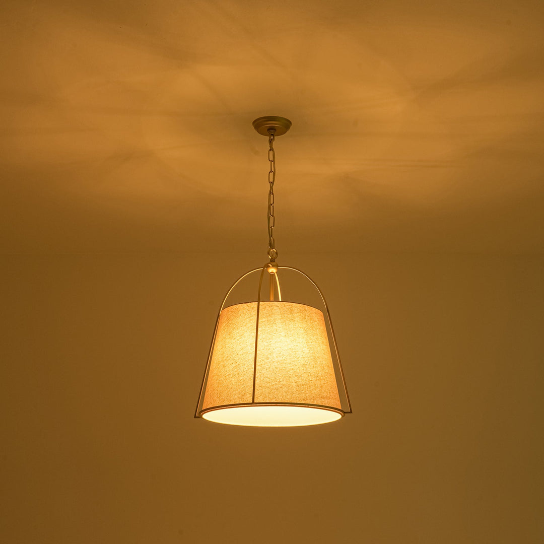 Pendantlightie-4-Light Tapered Linen Shade Vintage Conical Drum Pendant Light-Pendants-Large-