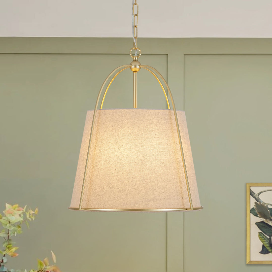 Pendantlightie-4-Light Tapered Linen Shade Vintage Conical Drum Pendant Light-Pendants-Large-