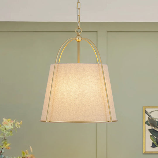 Pendantlightie-4-Light Tapered Linen Shade Vintage Conical Drum Pendant Light-Pendants-Large-