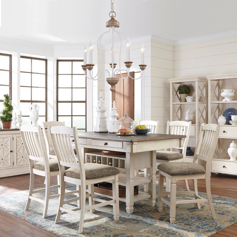 Pendantlightie - 5 - Light Wooden French Country Farmhouse Candle Style Chandelier - Chandeliers - White - 