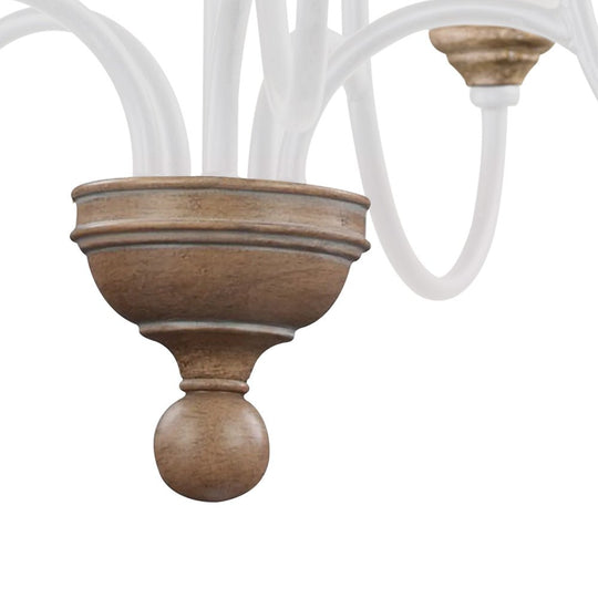 Pendantlightie - 5 - Light Wooden French Country Farmhouse Candle Style Chandelier - Chandeliers - White - 