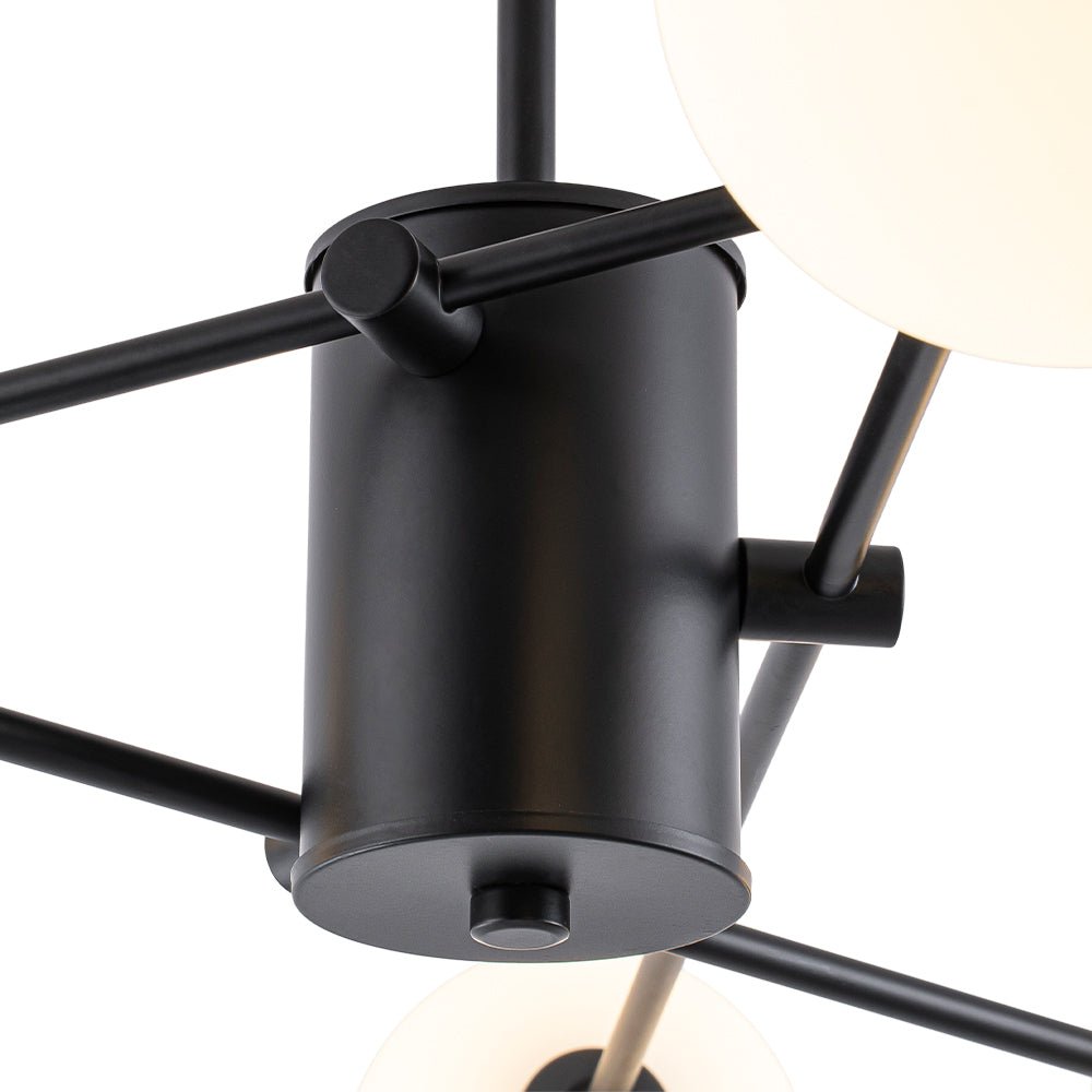 Pendantlightie - 6 - Light Glass Globe Sputnik Semi Flush Mount - Semi Flush Mount - Black - 