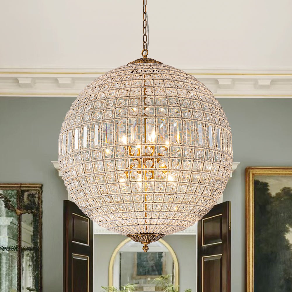 Pendantlightie - Antiqued Globe Crystal Chandelier - Chandeliers - 1Lt - 