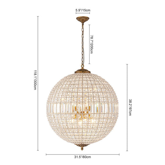 Pendantlightie - Antiqued Globe Crystal Chandelier - Chandeliers - 8Lt (Customized) - 